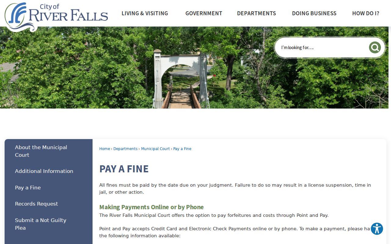 Pierce County traffic court records River Falls payment routes